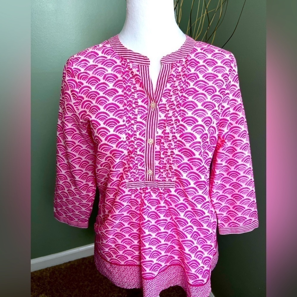 Talbots petite pink and white top